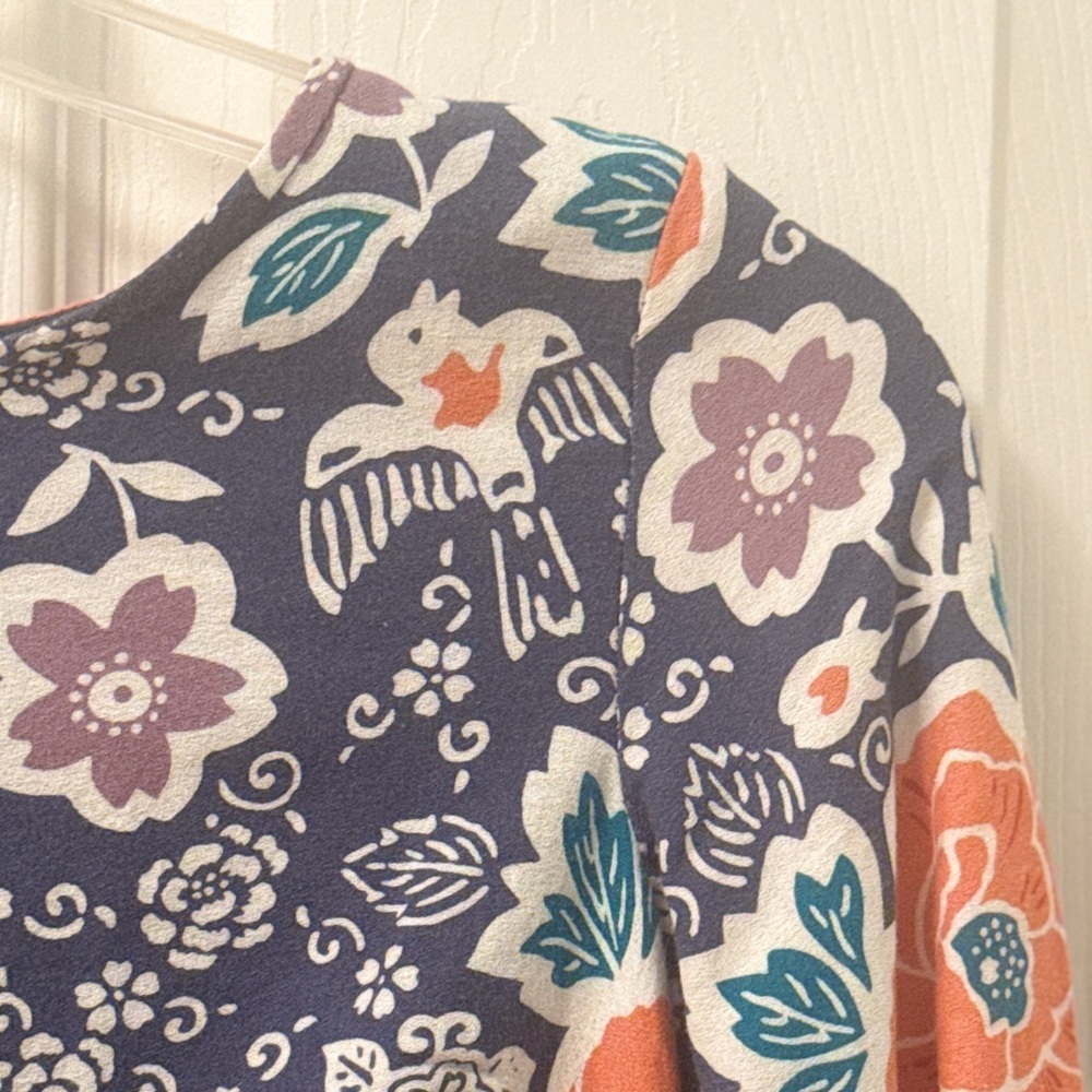 Old Navy blue mini boho floral blue dress Sz S. SUPER chic! AS - Picture 2 of 7